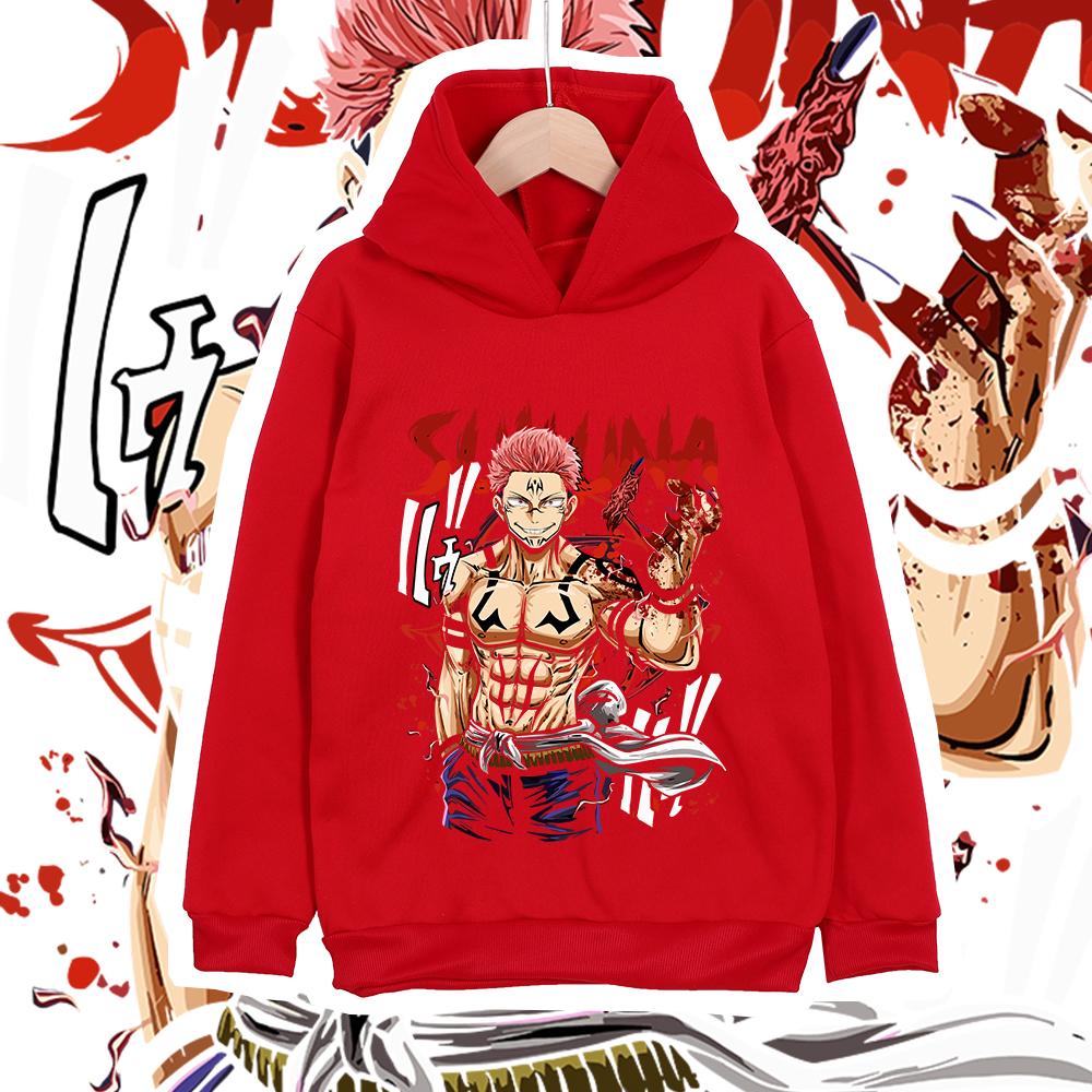 Modischer Kinder Hoodie, Starker Anime Charakter Mit Roter Buchstaben-Kunst-Druck Pullover Sweatshirt, Herbst Winter Langarm Oberteil Für Kinder Tägliche Freizeitkleidung