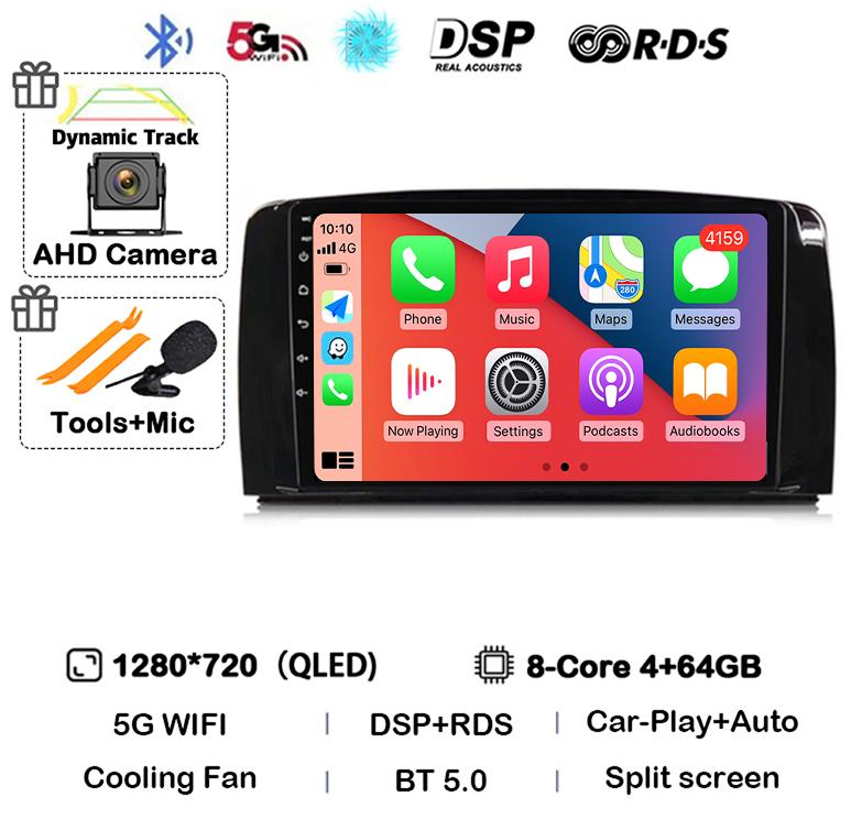 Android 14 Carplay For Mercedes Benz R-Class R Class W251 R280 R300 R320 2005-2017 Car Radio Multimedia Video Player GPS Stereo
