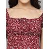 Women A-line Floral Print Maroon, White Dress Top Tunic Crepe Western Dress VF-1806