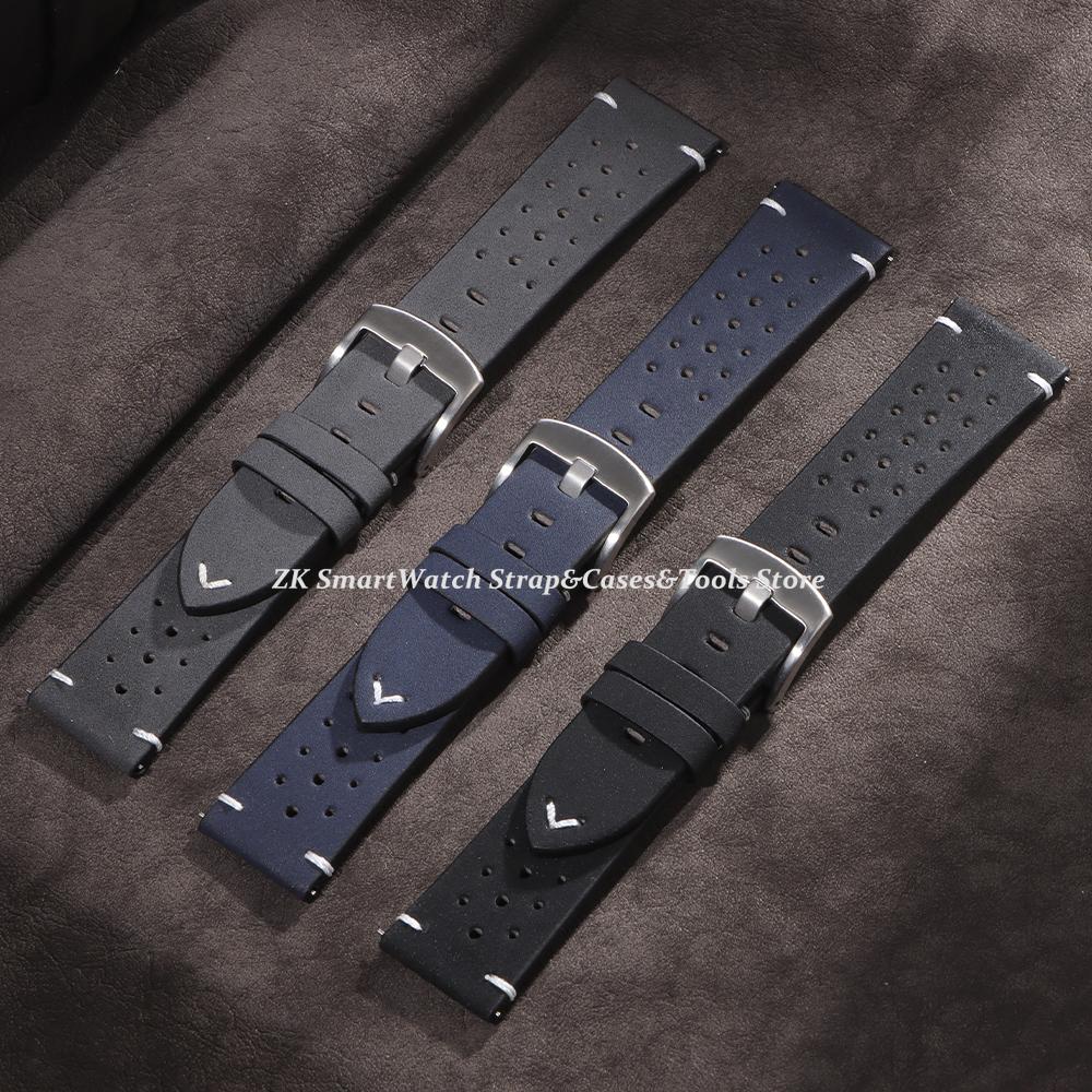 20mm 22mm Watch Strap for Huawei Gt3 Watchband for Samsung Watch Quick Release for Seiko 5 Bracelet Brown Porous Breathable Band