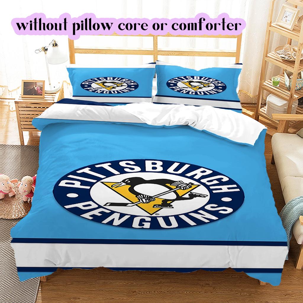 Ice Hockey Logo Pattern Bedding Quilt Set Quilt Cover Pillowcase Home Decoration Birthday Gift (1*duvet Cover+ 2*pillowcase, Without Core)