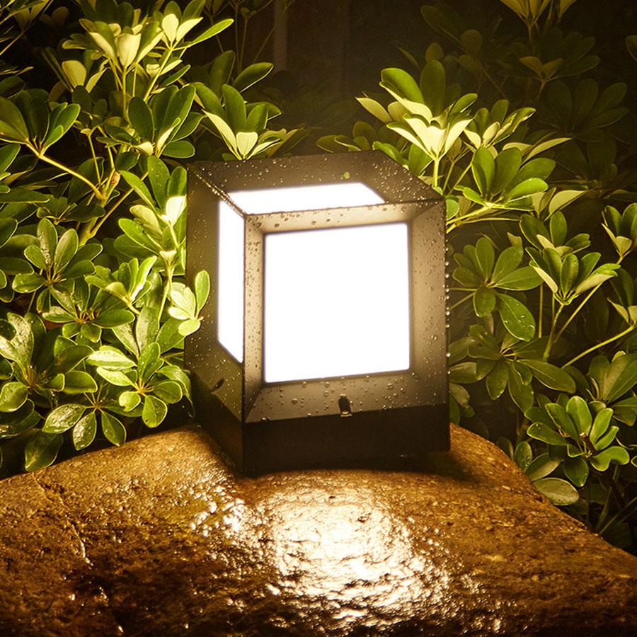 Thrisdar Aluminum Solar Pillar Light Outdoor Nordic Garden Villa Courtyard Coffee Bollard Light Fence Front Door Pillar Light