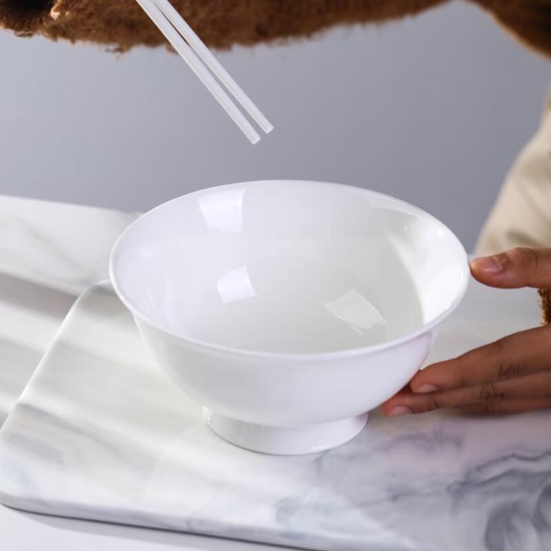Haoya Jingdezhen Pure White 6-inch High-Footed Noodle Bowl Set of 6