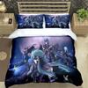 Saint Seiya 3D Bedding Set Black Duvet Quilt Cover Set Comforter Cover Pillowcase King Queen Size Polyester Quilt Cover