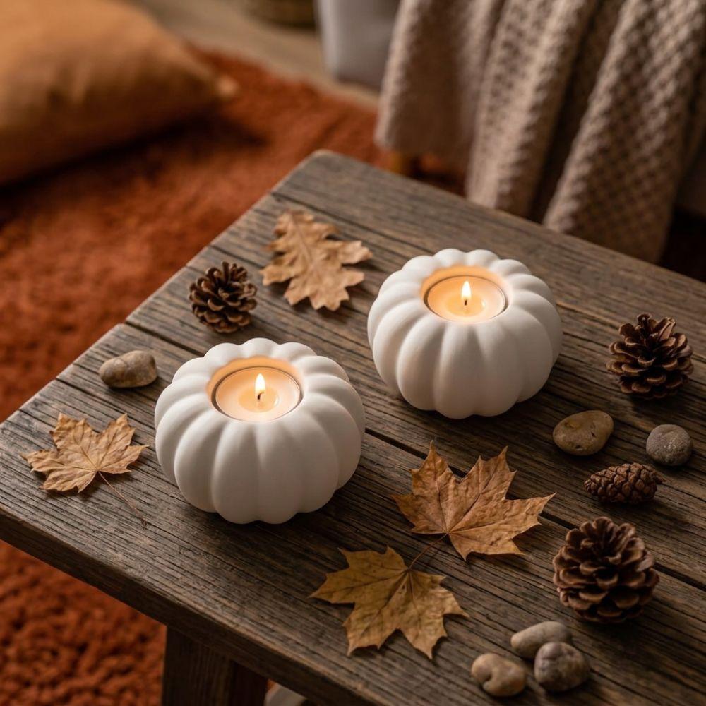 3D Printed Pumpkin Tealight Holder Vintage Ambient Candle Stand Tabletop Candlestick Living Room