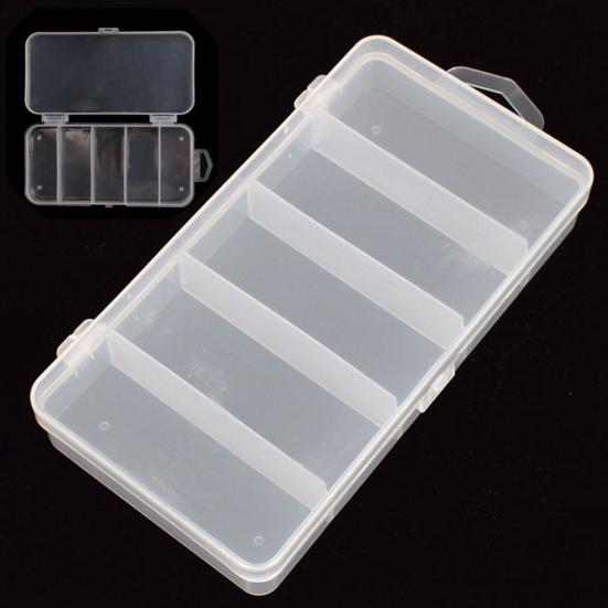 5-Compartment Fishing Lure Box, Soft Hard Bait Hook Fishing Accessory Organizer Case, Clear Visible Plastic Fishing Tackle Storage Container