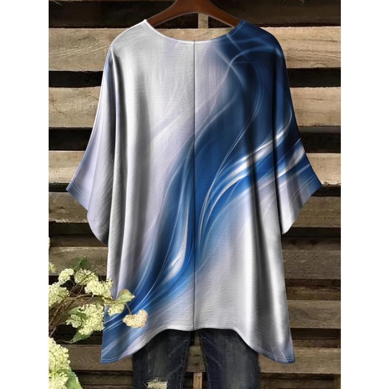 Summer Directional Plus Size Plus Tie Dye Graphic Print T-Shirt Casual and Comfortable Swallowtail Crew Neck Short Sleeve Large Size T-Shirt