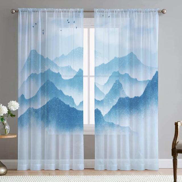 

Озеро, лес, пейзаж, горы, пейзаж, тюлевые шторы для гостиной, оконные прозрачные современные шторы для декора спальни 1 PCS W100XH250cm