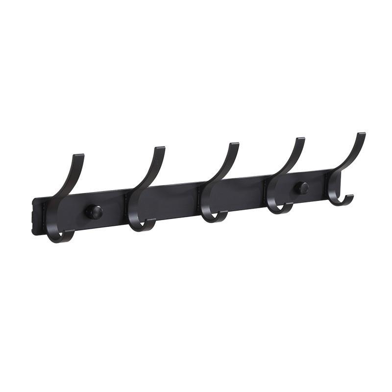 K Border No-Drill Solid Aluminum Coat Hook - Black/Gray