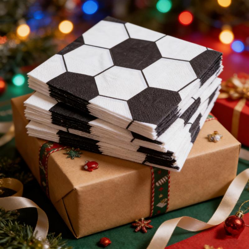 20pcs/bag Paper Napkins Black and White Football Sports-Themed Party Decoration Soccer Dinner Events Disposable Party Tissues