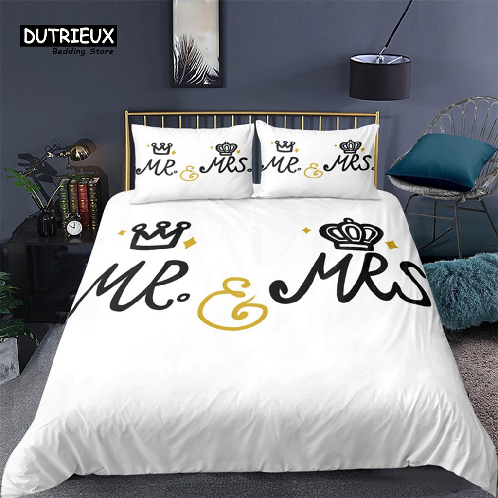 Love Words Duvet Cover Set Romantic Couple Bedding Set Microfiber 3D Love Heart Comforter Cover Single Double Full Queen Size