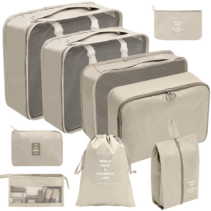 Travel Storage Set: Foldable Toiletry, Makeup, Clothes, Shoes, Digital Accessories, and Drawstring Luggage Bags.