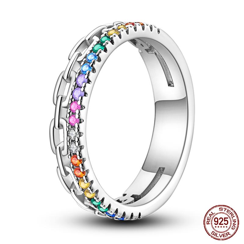 New Rings For Women 100% 925 Silver Star Moon Colorful Zircon Rings Fine Wedding Engagement Birthday Jewelry Gifts