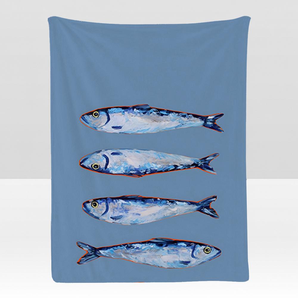 Pattern S-school of F-fish Throw Soft Flannel Blanket for Bed Bedroom Sofa Picnic Throw Skin-friendly Breathable Gift Cover