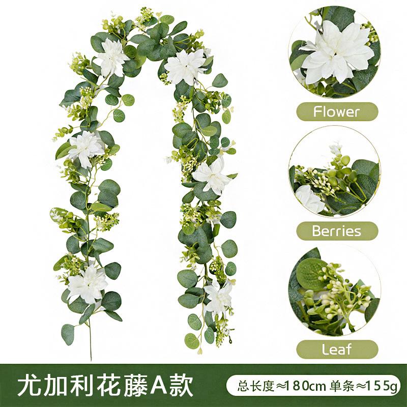 Simulation Flower Vine Outdoor Artificial Vine Eucalyptus Leaf Vine Wedding Arch Decoration Simulation Vine