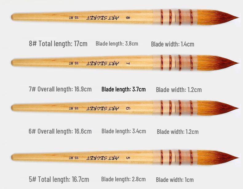 Korean ArtSecret Academy Grade Red Wood Handle Nylon Watercolor Brush 15RT
