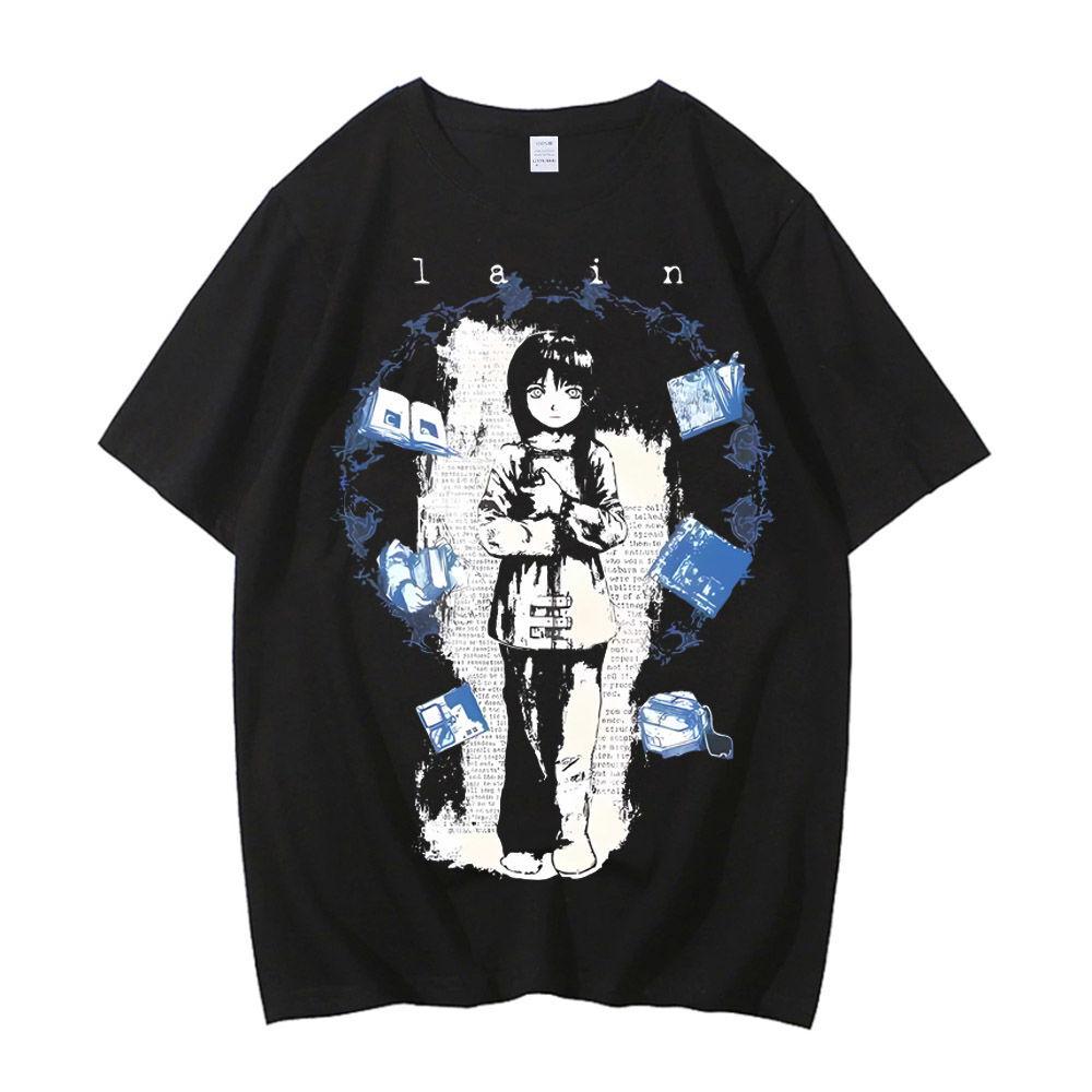 Serial Experiments Lain Cotton Shirt Teen Digital Korean Clothes Harajuku  2000s Y2k Shirt Graphic Aesthetic 80s Digital Gothic Hot Sale