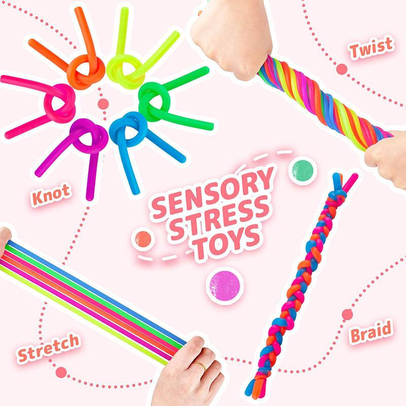 10/30PCS Noodle Pack Stretchy Strings Fidget Toys Silent Fidget Toys Relieve Stress Adult Anxiety Stress Autistic ADD ADHD Toy