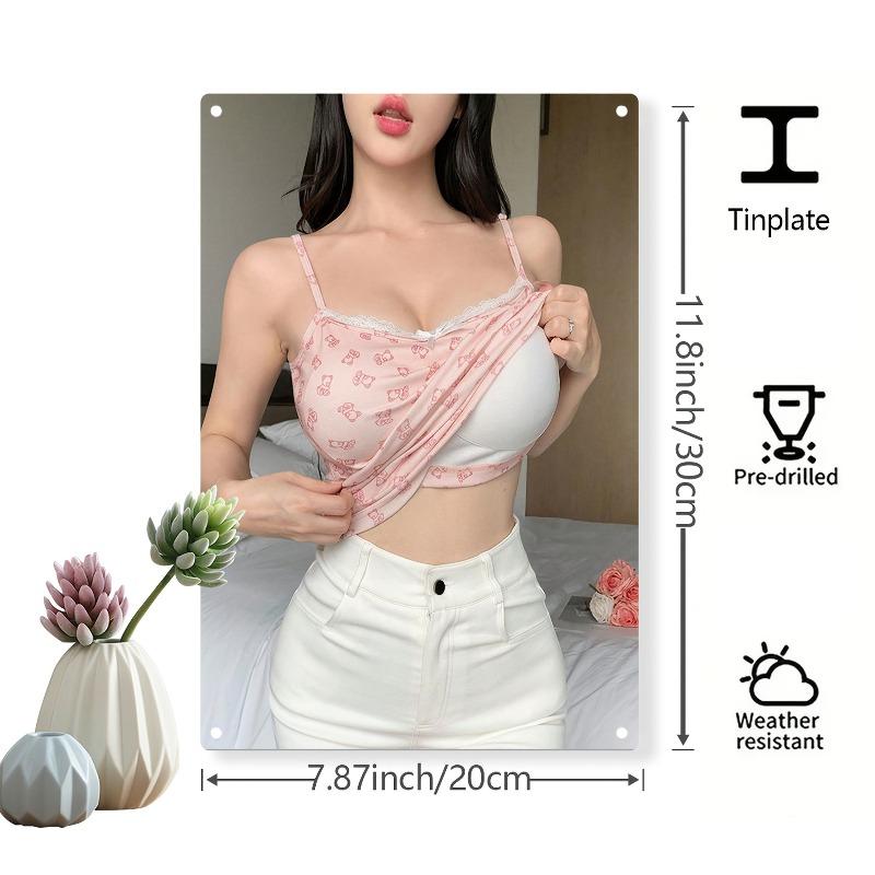 Christmas Pin-Up Girls Metal Sign, Office Gift Wall Decor 20x30cm