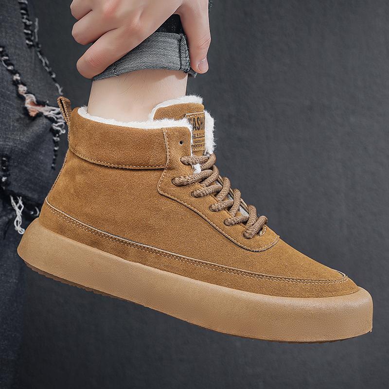 Velvet Warm Plus Winter Mens Fashion Trend High Top Cotton Shoes Snow Boots Casual Cotton Shoes 3946