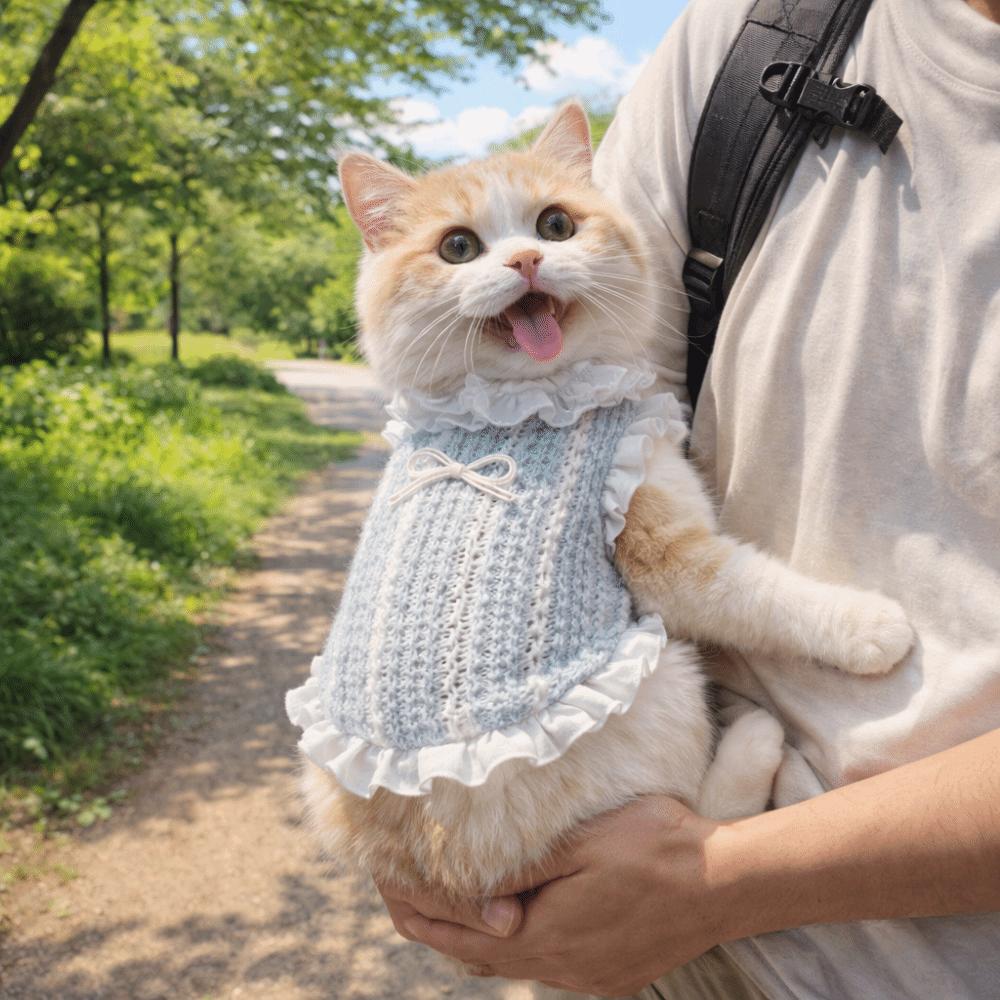 Thin Fabric Pet Mesh Vest Bow Design Pet Princess Dress Dog Two Leg Hoodie  Outdoor Walking