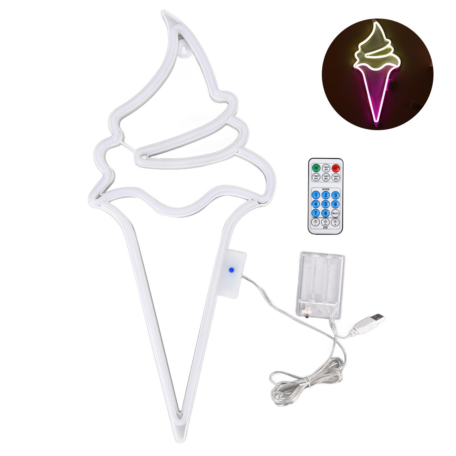 

Светодиодный неоновый светильник для мороженого, водонепроницаемый, с питанием от USB, подвесной декоративный пульт дистанционного управления, неоновый