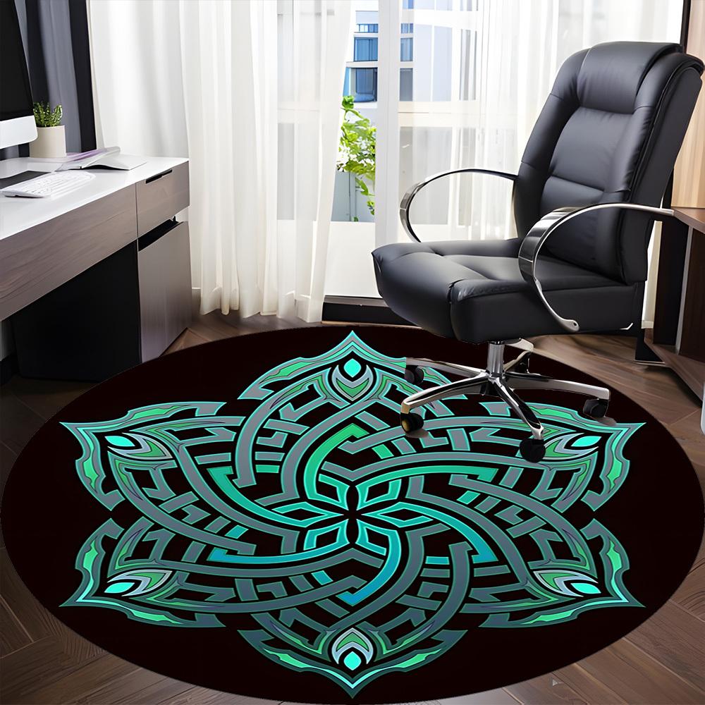 1 Stück Mandala-Muster Runder Teppich für Büro, unter Bürostühlen, Schlafzimmer, Wohnzimmer, Heimdekoration, Raumdeko, In verschiedenen Größen erhältlich