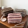 Handgehaltene Reise-Kosmetiktasche aus weichem Material Gestreiftes Design Große Kapazität Make-up-Tasche Texturiert Tragbar Kulturtasche Für Studenten