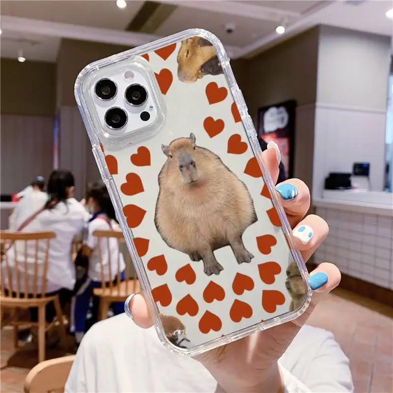 

Cute Capybara Phone Case For iPhone 16 15 14 13 12 11 Pro Max Mini X Xs XR 7 8 Plus SE 2020 Transparent Case iPhone 15 pro