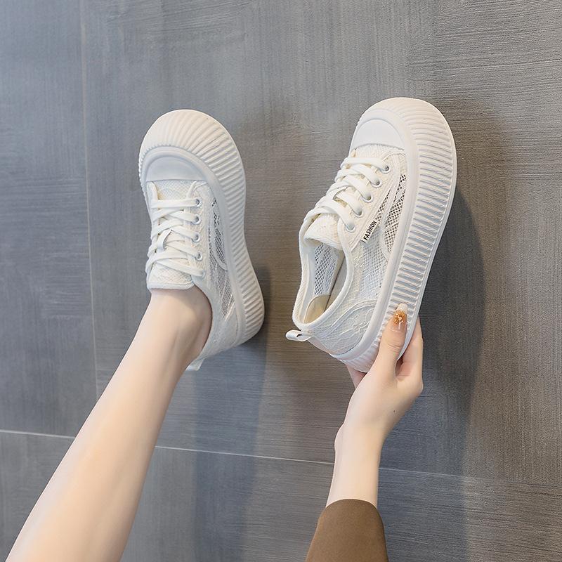 New Fisherman Shoes Lace Mesh Platform Biscuit Board Shoes Niche Ugly Cute Breathable Versatile Casual Big Head Bread Shoes