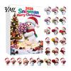 Snowman Hanging Ornaments Advent Calendar, 24Pcs Acrylic 2D Ornament Set Christmas Tree Decorations with Bouquet Flowers, Decor, Holiday Gift for Kids