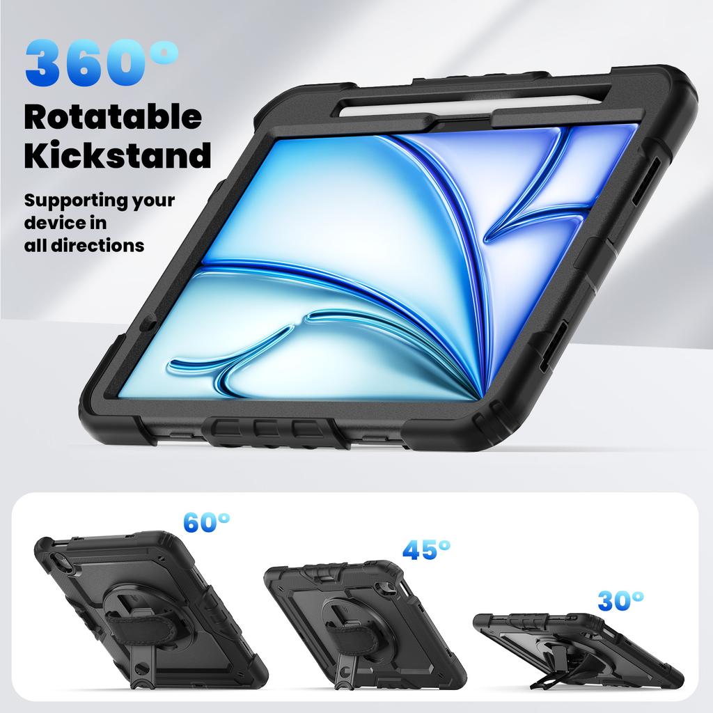 Armor Stand Case Universal For iPad Air 11 2025 2024 A3266 A3267 A3270 A2902 A2903 A2904 Heavy Duty Cover With Screen Protector