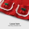 Youqi Baby Girls' Red Festive Long Sleeve Two-Piece Set