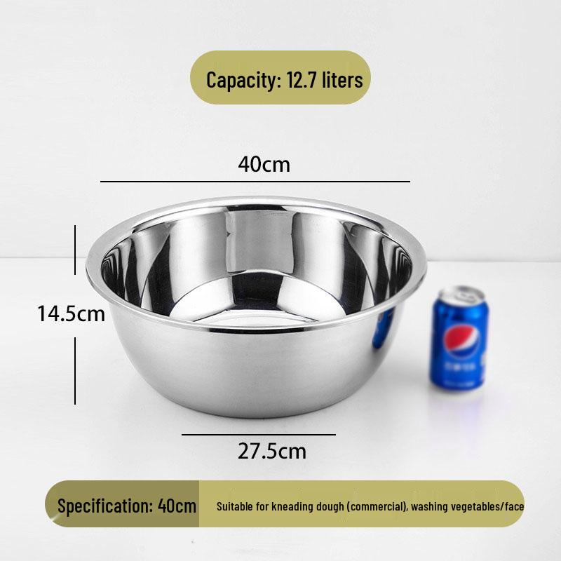 Extra Thick 304 Stainless Steel Household Deep Soup and Mixing Basin