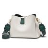 Summer ladies simple casual bucket bag new fashion single shoulder wide strap crossbody large capacity