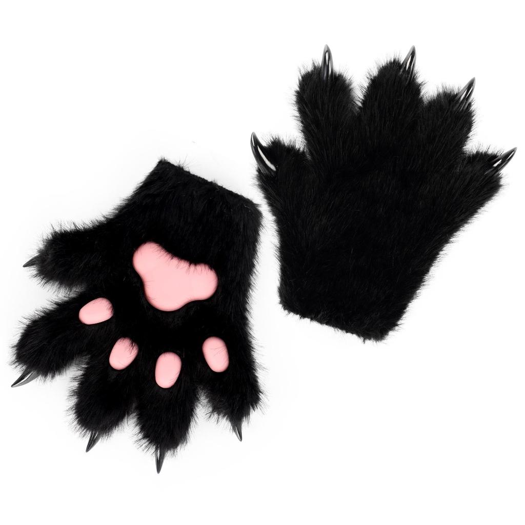 Halloween Cat Paw Plush Gloves for Cosplay