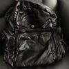 JIAERDI Zaino Vintage a Croce Y2k Donna Retro Gotico Pu Pelle Casual Zaino Nero Donna Harajuku Grande Capacità Mochila