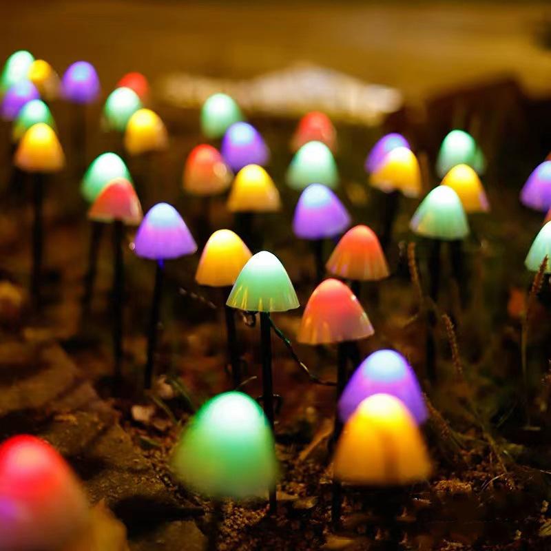30 LED Solar String Lights Fairy Path Lawn Landscape Mushroom Lamp Outdoor Christmas Garden Patio Garland Street Decoration