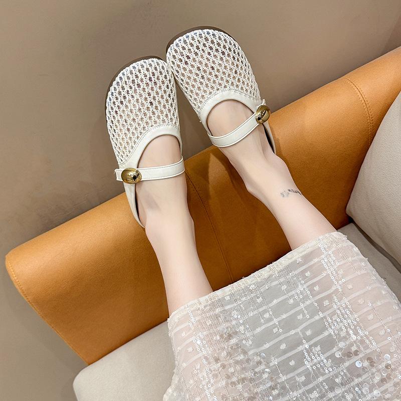 Fashion Women's Slippers Summer Hollow Breathable Half Slippers Fashion Lightweight Comfortable Casual Slip on Flat Bottom Mules Slides