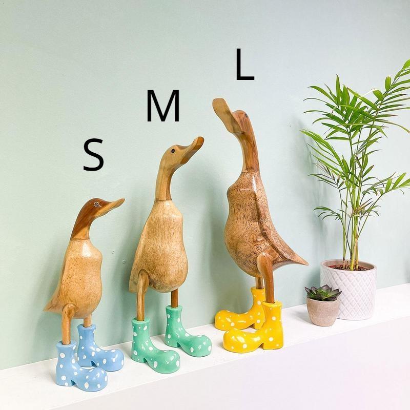 Schattige Regenlaars Eend Simulatie Eendenbeeld Geel Groen Blauw Regenlaars Eend Sculptuur Ambachten Ornament voor Huis Tuindecoraties Tuin(Rechter Look 1 stuks)