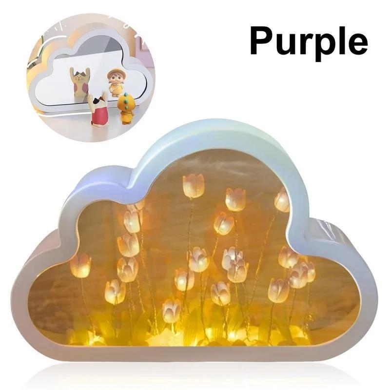 Beautiful Color Ins Night Light Cloud Shape Desktop Decorative Lights Push Button Tulip Flower Sea Lantern Lighting Durable
