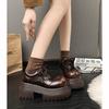 Women Retro Loafers Spring Increase Thick Sole Shoes Lace Up Outdoor Work Platform Shoes