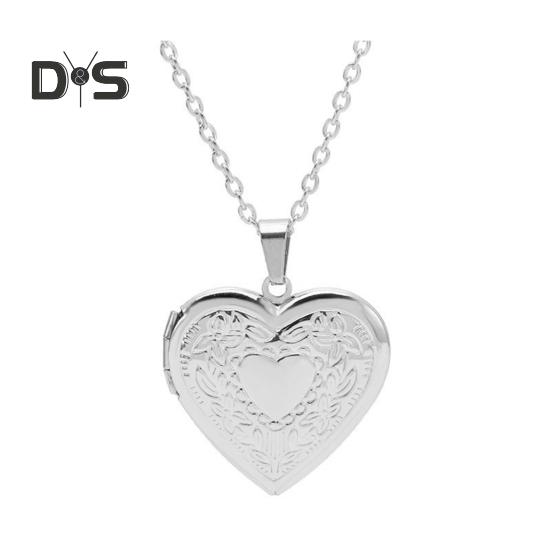 

Сердце фото медальон кулон ожерелье фоторамка обещание любви памятное ожерелье полированный сплав регулируемая длина ретро стиль подарок на день святого валентина 1