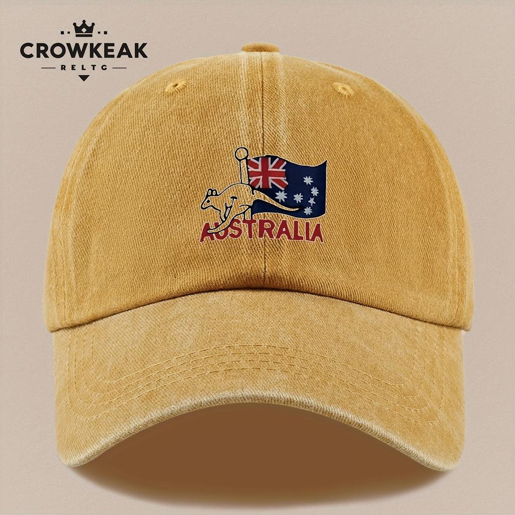 pc Australia Kangaroo Flag Baseball Cap  Vintage Distressed Trucker Hat Adjustable Snapback Closure Lightweight Breathable U