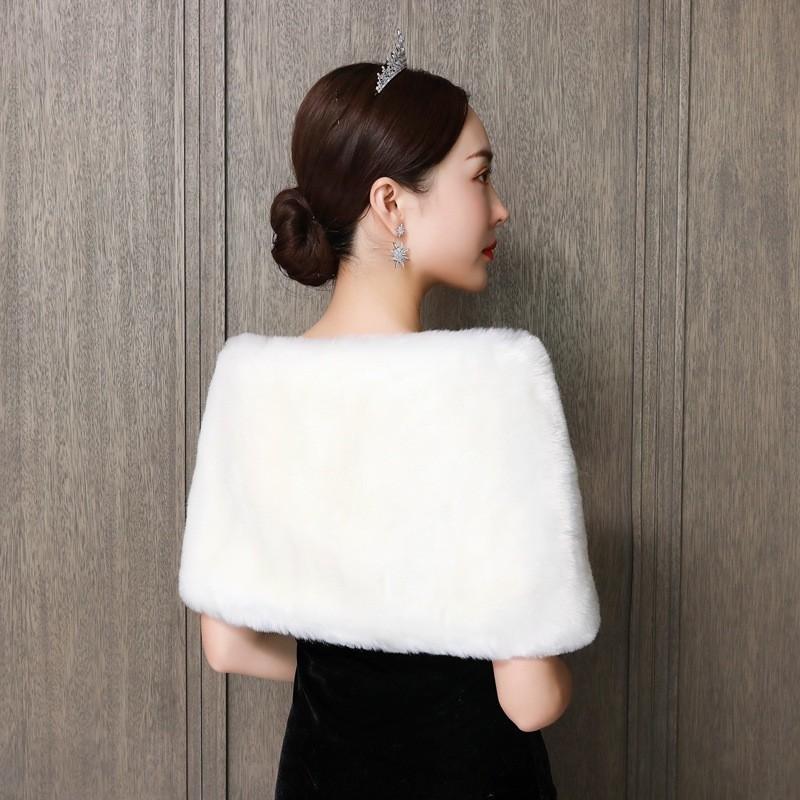 Womens Solid Color Warm Shawl Cape Wedding Bridesmaid Winter Elegant Outerwear