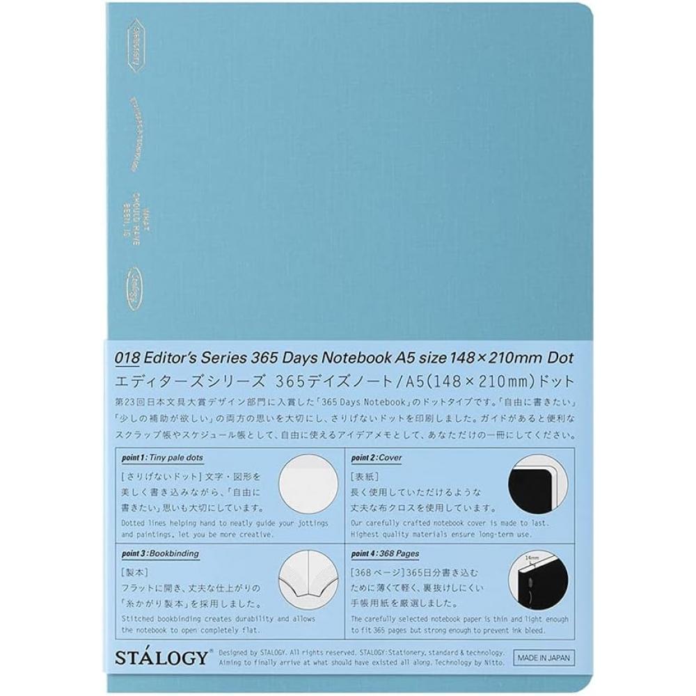 Nitoms Stalogy Note 365 Days Notebook A5 Dot Grid Blue S4149 Blue Dot Grid  365 Days Note