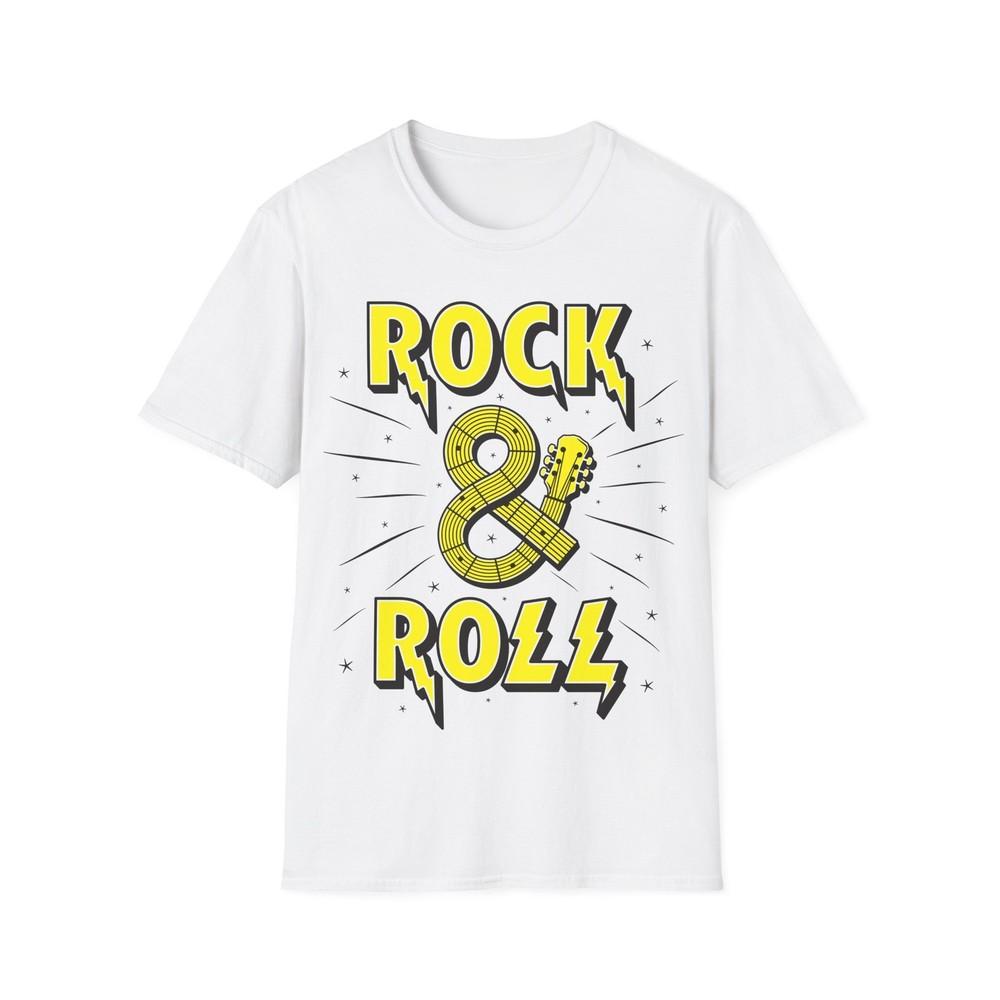 

Rock n Roll Guitar Tee, Unisex Softstyle T-Shirt, Music Lover Top, Rocker Shirt 4XL
