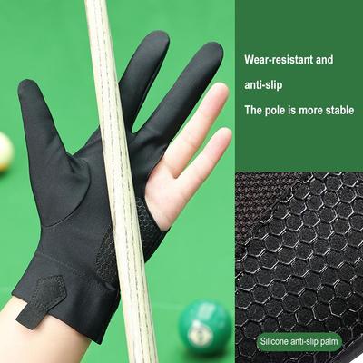 1Pc Billiards Glove Left Hand Three Finger Snooker Billiard Glove Non Slip Stickers Elasticity Billiard Training Gloves Accessor