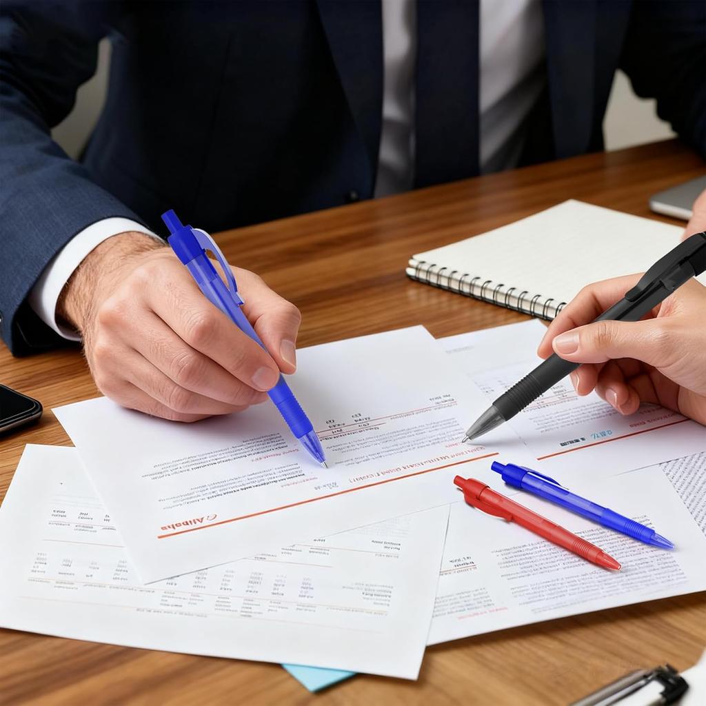 Deegtran Pens Bulk, 30 Pack No Bleed Black Ink Click Pens with Soft Grip, Wholesale Retractable Ballpoint Pens for Office School, Medium Point Smooth