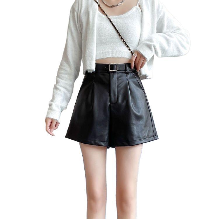 2026 Summer Plus Size Women's High Waist PU Leather Wide Leg A-line Shorts & Bootcut Pants